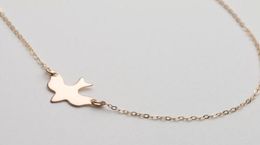 10PCS N107 Gold Silver Tiny Soar Flying Bird Necklace Peace Dove Necklace Little llow Baby Bird Necklaces Abstract Necklaces7612239