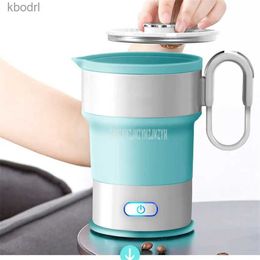 Electric Kettles 0.6L electric kettle silicone folding hot water outdoor portable travel camping with cup YQ240410