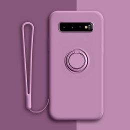 Soft Silicone Case For Samsung Galaxy S10 Plus S21 S20 FE Ultra S Note 20 9 10 S9 S8 S10E E Note20 Note9 Cover Ring Holder Stand