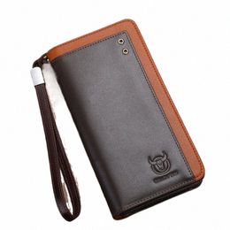 bullcaptain Genuine Leather Men's Wallet RFID Blocking Lg Purse Coin Case Passport Cover For Mens Credit Card Holder t6rV#