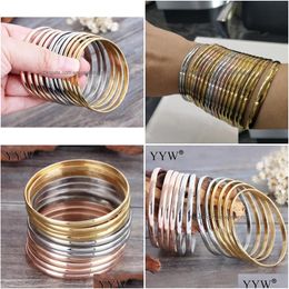 Bangle 12pcs/lote estilo romano aço inoxidável ouro rosa cor de charme de cor de charme para mulheres pulseiras largas jóias de entrega de jóias dh6ai