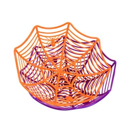 Halloween Decor Spider Web Bowl Fruit Plate Biscuit Candy Black Package Basket Bowl for Halloween Party Supplies Trick or Treat