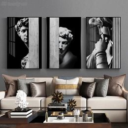 Wall Art Mural David Head Sculpture Canvas Painting David Sculpture Graffiti Art Posters Pictures for Home Living Room Decor