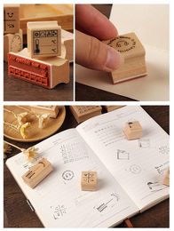 Stamps Vintage Weather Month Week Time Planner Stamp DIY Wooden Rubber Stamps For Scrapbooking Stationery Standard Stamp