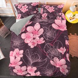 Flower Printed Comforter Bedding Set Queen/King Size Nordic Duvet Cover Set Quilt Cover Bedclothes Pillowcase Home Decor Textile