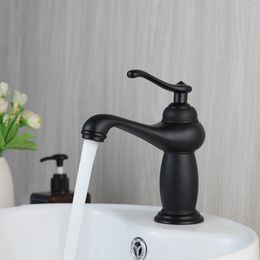 JIENI Matte Black Basin Faucet Deck Mounted Bathroom Sink Vanity Mixer Tap Tall & Short Magic Lamp Style Wash Basin Mixer Faucet