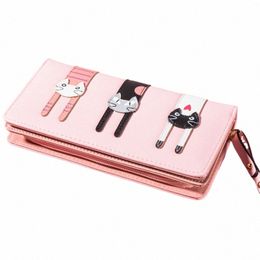 carto Cat Women Wallet PU Leather Women Short Wallet Brand Designed Coin Purse Female Card Holder Cute Girl Wallet N87r#