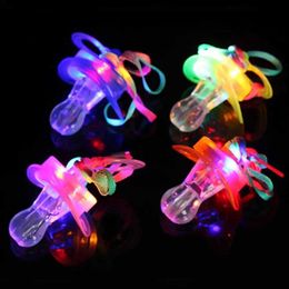 Led Rave Toy Glowing Flashing LED Pacifier Whistle Night Light Up Blinking Joke Pacifier Toy LED Pacifier Party Rave Soft Necklace 10/20/30pc 240410