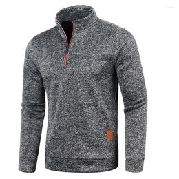 Men's Hoodies Men S Knitted Jacket Solid Color Full Zip Up Stand Collar Slim Fit Casual Loose Long Sleeve Sweatshirts With Pockets