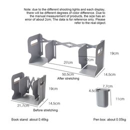 Adjustable Bookend With Pen Holder Expandable Book Holder For Home Office School