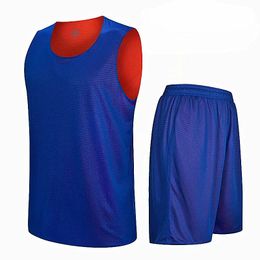 Double Sided Wearable Basketball JerseyS Sets Sports Clothes Quick Dry Men Children Basketball Training suits Uniforms kits