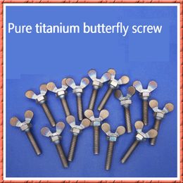 10pcs/lot M5M6M8*L Pure titanium butterfly screw GR2 thumb bolt butterfly nut titanium alloy Hand twist screw and nut