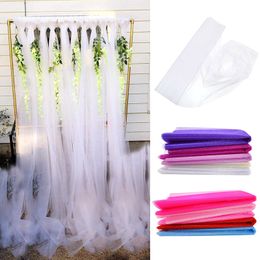 5/10M 45CM White Purple Pink Yard Crystal Wedding Tulle Organza Sheer Roll Fabric Mariage Yarn Wedding Chair Sashes Decoration