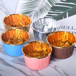 50pcs Aluminum Foil Cupcake Paper Cupcake Liner Baking Cups Muffin Cupcake Paper Cups Cake Baking Mold For Pastry Tools VC