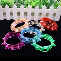 Led Rave Toy Free Shipping 12pcs/lots Party Decoration LED Lights Wristband Ring Band Gear Glowing Rave Led Bangle Glow Toys Punk Wristband 240410