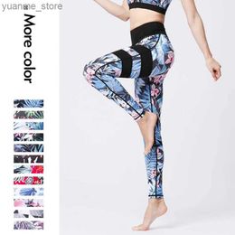 Yoga Outfits Cloud Hide Yoga Pants Women Flower High Waist Sports Leggings Prints Long Tights Push Up Running Trousers Workout Tummy Control Y240410