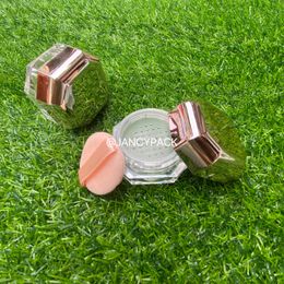 Octagonal Makeup Loose Powder Boxes Portable Empty Containers Rose Gold Lid Mesh With Powder Puff Empty Box Jar Containers