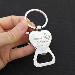 50Pcs Personalised Wedding Gifts For Guests Heart Bottle Wine Opener/Keychain Wedding Favour Birthday Party Souvenir Custom Logo