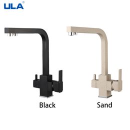 ULA Kitchen Filtered Faucet Balck Brass Taps Purifier Faucet Dual Sprayer Drinking Water Tap Vessel Sink Mixer Tap Torneira