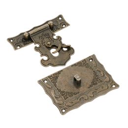 2Pcs New Antique Bronze Padlock Lock Jewellery Wood Box Latch Hasp Vintage Decorative Gift Box Suitcase Hasp Furniture Clasp Lock