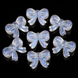 10pcs Cute Bow-knot Acrylic Beads Transparent Colorful Spacer Beads for Jewelry Making DIY Handmade Bracelet Accessories 20mm