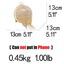 Boutique De FGG Round Ball Tassel Women Crystal Clutch Evening Bags Bridal Wedding Party Rhinestone Purses and Handbags