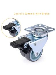 4Pcs/Lot 2 Inch Flat Double Row Universal Caster With Brake Rubber Mute Furniture Electric Industrial Cart Heavy Wear Resistant