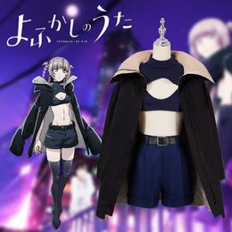 Anime Call Of The Night Nanakusa Nazuna Cosplay Costume Black Cloak Jacket Vest Shorts Outfit Yofukashi No Uta Women Role Play