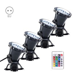 4-in-1 Aquarium Waterproof Light Submersible Underwater Spotlight with Remote Control for Fish Tank Garden Fountain Decorative