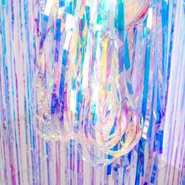 Party Decoration Rain Silk Curtain Birthday Rainbow Tassel Ribbon Laser Graduation Stage Pull Flower Wedding 2021184S