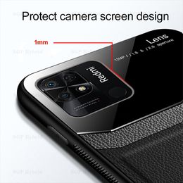 Camera Tempered Protect For Xiaomi Redmi 10C 6.71'' Case Redmi10 C Redmy 10 C C10 Luxury Leather Texture Anti-Knock Cover Fundas