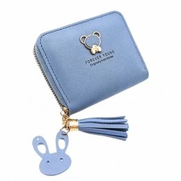 new Short Women Wallets Bear Mini Cute Coin Pocket Card Holder Name Engraved Female Purse Fi Kpop Small Wallet for Girls Y8JE#