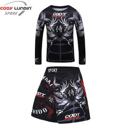 Kickboxing Kids Rashguard jiu jitsu T-shirt +Pants Set Kids Mma Shorts Fight Sportsuit Bjj Boxing Jerseys Children MMA Clothing