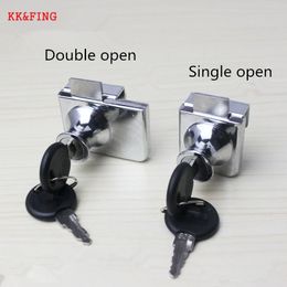 KK&FING Single Open and Double Open Glass Lock Zinc Alloy Showcase Glass Cabinet Door Cylinder Sliding Glass Push Door Locks