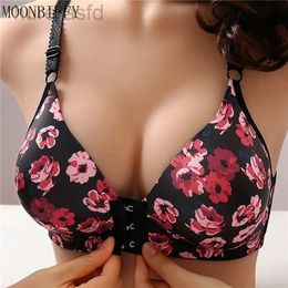 Bras Sexy Push Up Bras Front Closure Floral Brassiere Wireless Bralette Breast Seamless Bras for Women Underwear Large Size Sujetador 240410