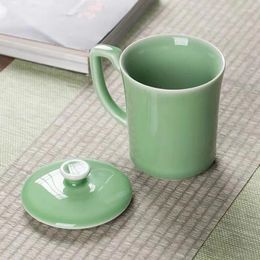 Mugs Longquan Celadon Office Cup With Handle Ceramic Chinese Retro Anti-scalding Conference Tea Mark