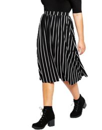 Plus Size Elegant Fashion High Elastic Waist Striped Skirt Women Summer Spring Black And White Casual Midi Large 8XL 240328