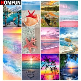 HOMFUN Full Square/Round Drill 5D DIY Diamond Painting "Beach sunset landscape" Embroidery Cross Stitch 5D Home Decor Gift