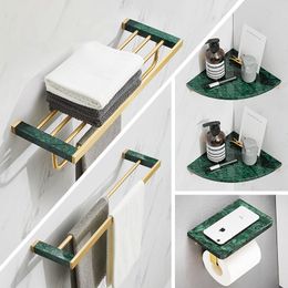 Brass & Marble Bathroom Hardware Accessories Set Clothes Hanger Towel Bar Tissue Rack Toilet Brush Holder Corner Shelf Robe Hook