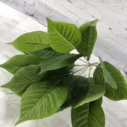 50cm 7 Forks Tropical Leafs Artificial Plants Fake Tree Branches Silk Magnolia Leaves Plant Wall Foliage For Home Office Decor