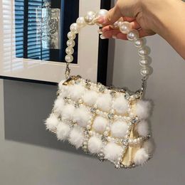 Totes Pearl Handle Evening Bag Real Fur Bags For Women Purses And Handbags Luxury Designer Banquet