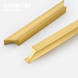 Dooroom Brass Furniture Handles Modern Long Matt Gold Cupboard Wardrobe Dresser Shoe Box Drawer Cabinet Pulls Knobs