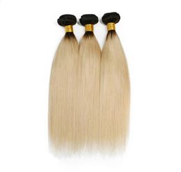 ELIBESS HAIR Ombre 1b 613 Dark Roots Blonde 100g One PieceBrazilian Remy Hair Extension Straight 100 Human Hair Weave Bundles Do3683269