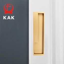 KAK Black Barn Door Handle Gold Zinc Alloy Interior Sliding Door Handles Flush Cabinet Pulls Furniture Handle Wood Door Hardware