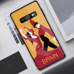 Spain Flamenco Dancer Phone Case for Samung S23 S22 S21 Pro Ultra A13 A33 A53 NOTE 20 PC Glass Phone Cover Funda
