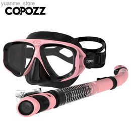 Diving Masks COPOZZ 2023 Diving Mask Set with Anti Mist Goggles Inflatable Glasses Adjustable Shoulder Straps Suitable for Female Male and Adult Sw Y240419 20AH