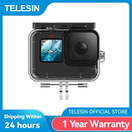 Filters Telesin 60m Waterproof Case Underwater Tempered Glass Lens Diving Housing Cover for Gopro Hero 9 10 11 Black Camera Accessories