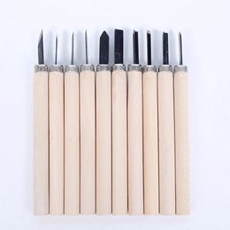 12Pcs/8Pcs/6Pcs Wooden Handle Craft Woodworking Carving Knife Wood Carving Chisel Knife Hand Leather Tools Set