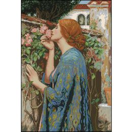 Amishop Top Quality Beautiful Nostalgic Counted Cross Stitch Kit Soul Of The Rose Lady Woman Girl In Flowers