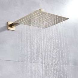 Modern Brushed Gold Shower Faucet Set Hot Cold Mixer Systems Rainfall Shower Head Handheld Wall Mount Brass Bath Shower Faucets